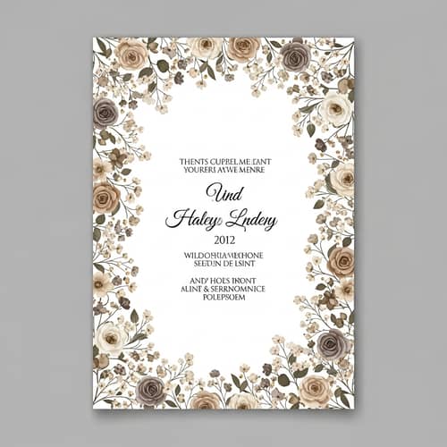 Elegant Wedding Invitation with Delicate Flower Border in Neutral Tones