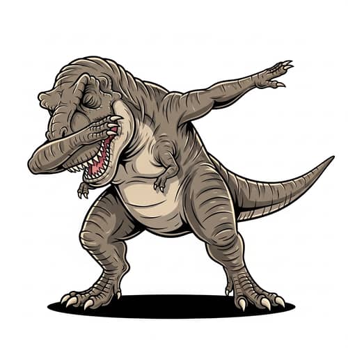 Fun-Loving Tyrannosaurus Rex Dabbing Dance Move