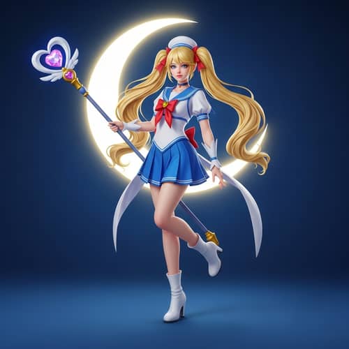 Magical Girl Anime Style Cosplay - Young Woman in Sailor Outfit