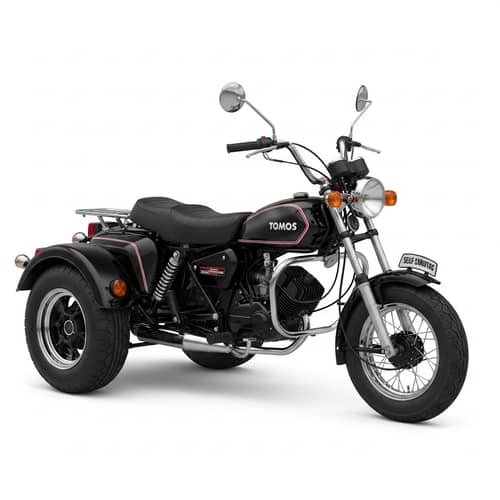 Automatic Three-Wheel Tomos Motorcycle in Classic Black Design