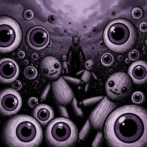 Poltergeist Dolls: Haunting Scene with Oversized Eyes