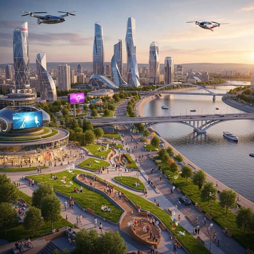 Futuristic Rostov-on-Don Cityscape | Technology & Green Spaces
