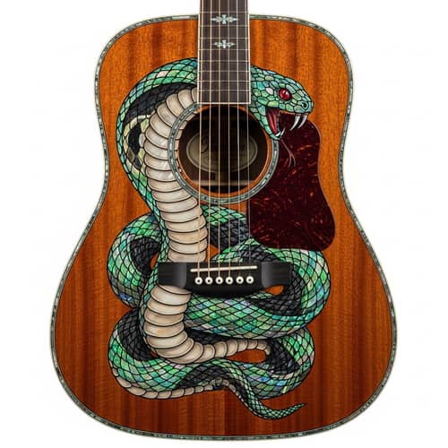 Intricate Cobra Design Acoustic Guitar - Buy Online