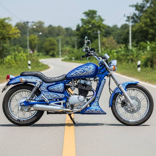 Stylish Thai-Inspired Motorbike | Royal Blue Design with Chrome Accents