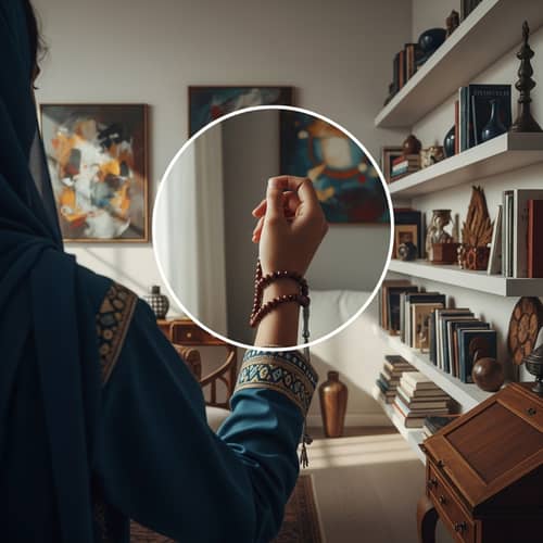 Young South Asian Girl with Tasbeeh in Serene Room
