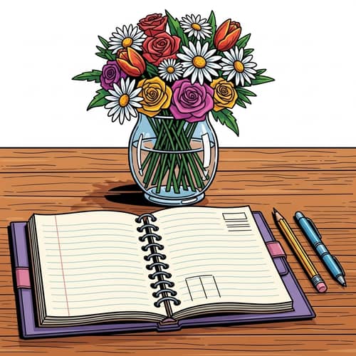 Lined Lavender Spiral Journal with Pencil and Pen on Table