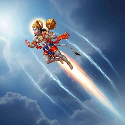 Powerful Hanuman: Ascending with Speed and Force
