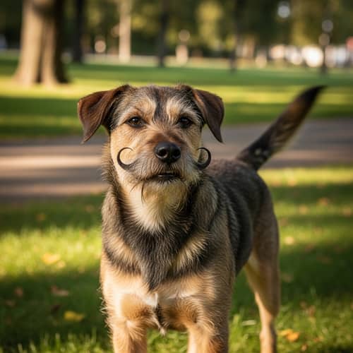 Sophisticated Dog with Whimsical Mustache | Playful Charisma