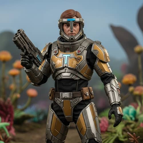 Sci-fi Warrior in Full Body Armor | Striking Combat Pose
