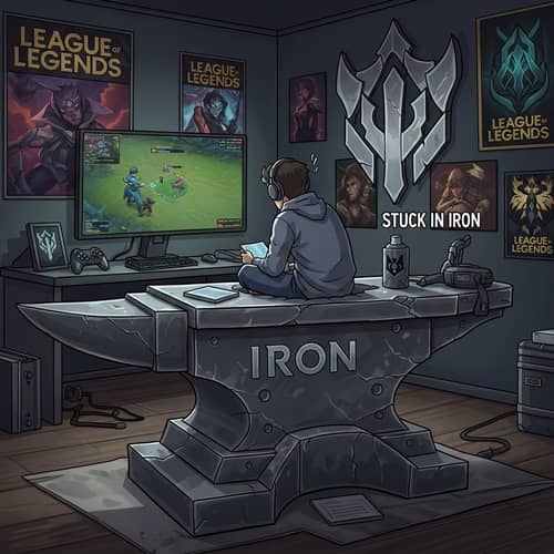 Iron Rank Gamer in League of Legends | Competitive Match Illustration