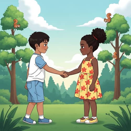 Heartfelt Connection Between South Asian Boy and Black Girl