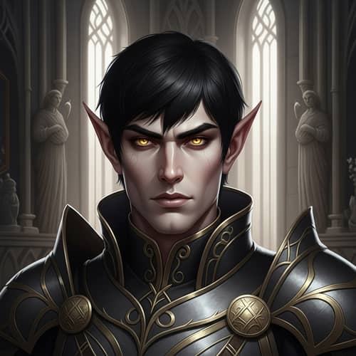 Fantasy Male Elf Prince with Golden Eyes and Authority