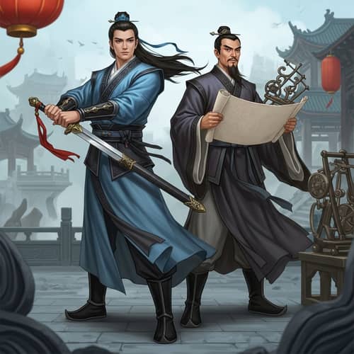 Ancient Chinese Swordsman and Inventor: Tale of Power and Ingenuity