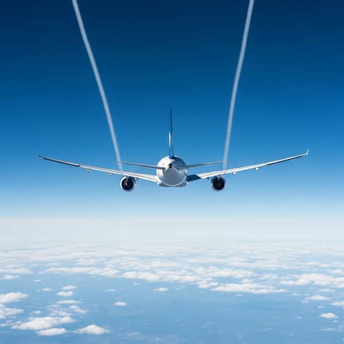 Graceful Aircraft Soaring through Azure Sky