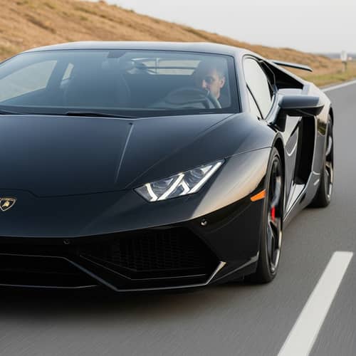 Glossy Black Lamborghini with Aerodynamic Design