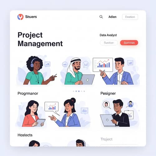 Modern Project Management App Web Interface - Team Collaboration Illustration