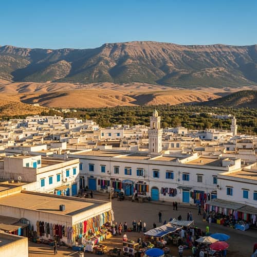 Ain Touta, Algeria: Panoramic View of Serene Town & Atlas Mountains