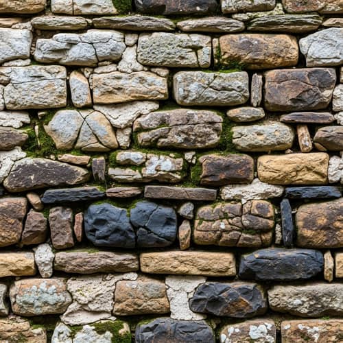 Seamless Texture of Ancient Wall with Weathered Stones