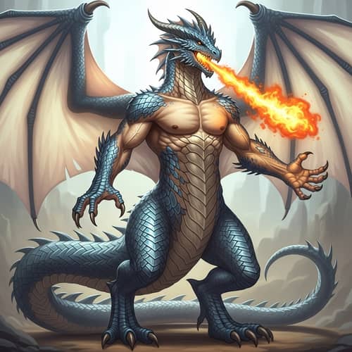 Dragon Man - Fantastical Hybrid Creature with Fire-breathing Ability