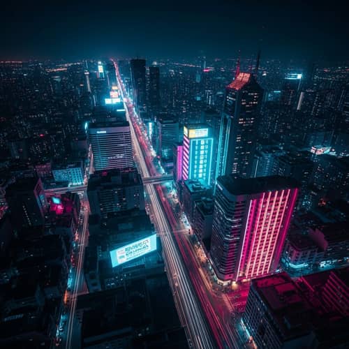 Futuristic Cyberpunk Cityscape | Neon Energy Glow | Sony A7R IV