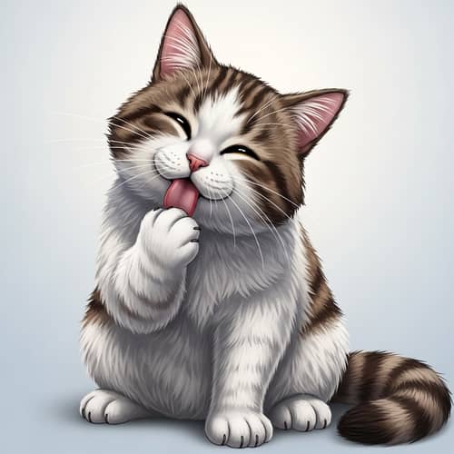Lovable Cartoon Cat with White and Brown Fur
