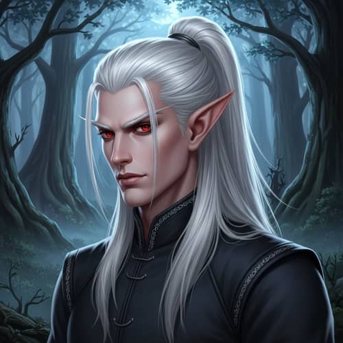Elf Male with Red Eyes and White Hair | Fantasy Art