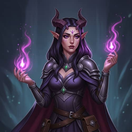 Fantasy Tabletop Game Enchantress | Tiefling Character