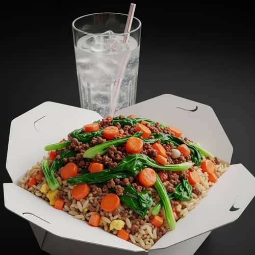 Animated Rice Box: Fresh Chaofan Variety with Ground Beef