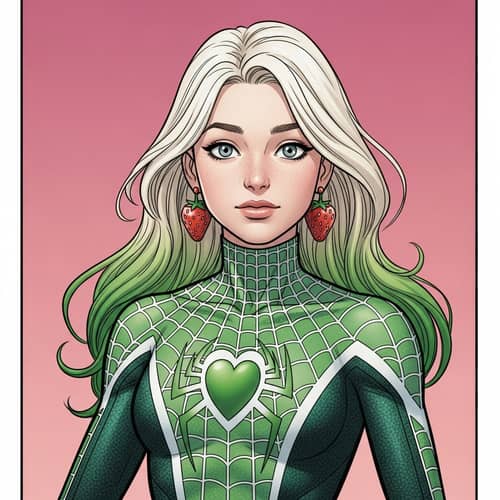 Green Spider Girl Comic Panel | Heroic Blonde Teenager