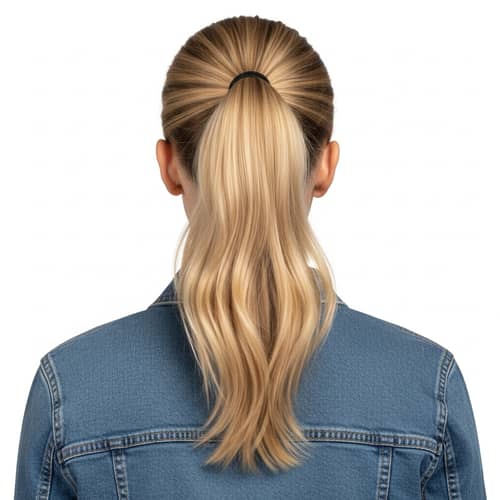 Blonde Long Wavy Hair Ponytail View