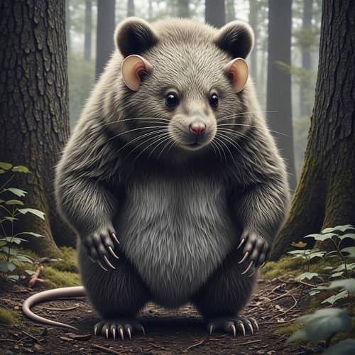 Fascinating Mouse-Bear Creature in Woodland Setting