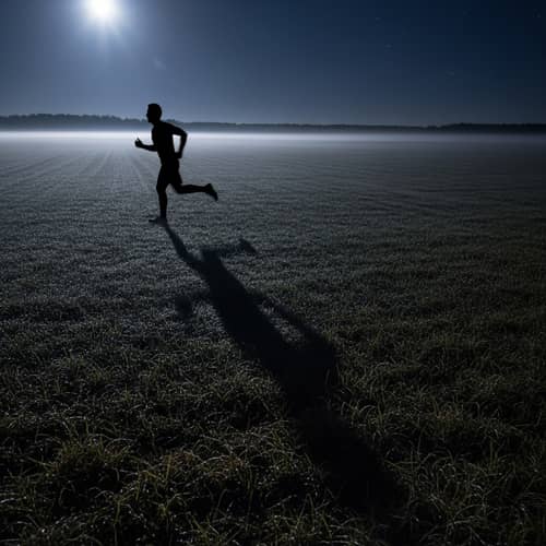Mysterious Athletic Hispanic Shadow Running Under Moonlight