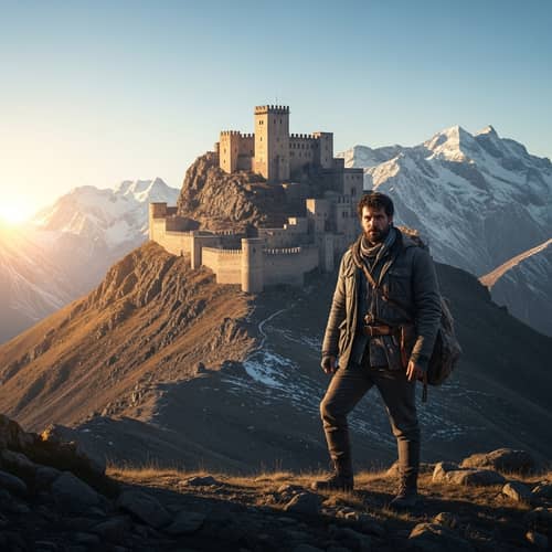 Hispanic Mountain Man at Ancient Alamut Castle
