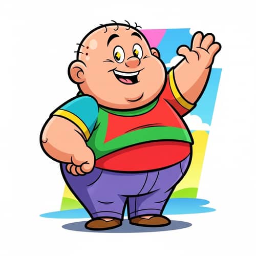 Fat bald man in the Disney Pixar style