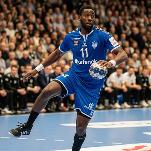 Agile Black Male Handball Player in Action | Sports Uniform