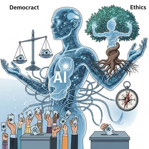 Artificial Intelligence & Democratic Ethics | Futuristic Illustration