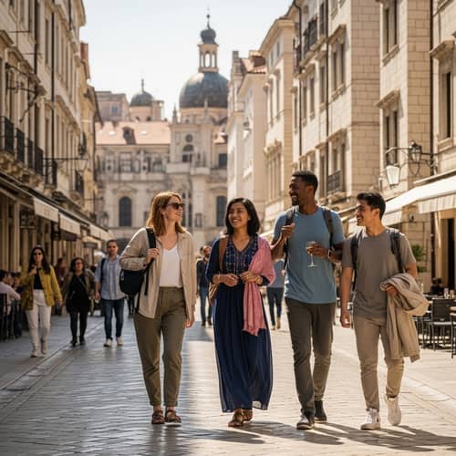 Adventurous Travelers in Historical City | Cultural Diversity