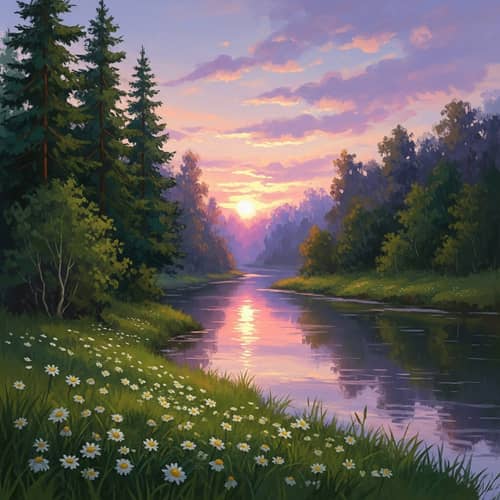 Serenity of a River Meandering Through Verdant Forest