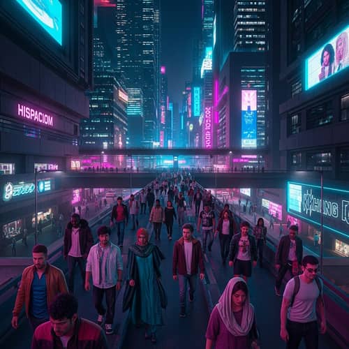 Futuristic Cyberpunk Cityscape at Night