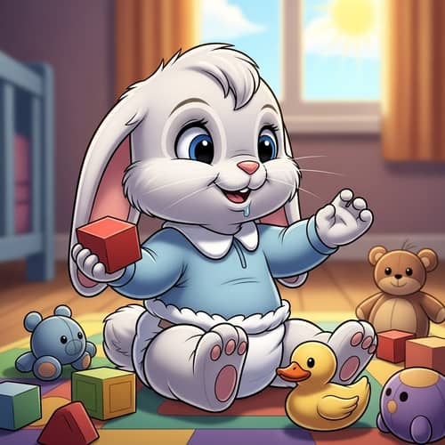 Adorable Toddler Rabbit in Baby Clothes | Cute Cartoon Character