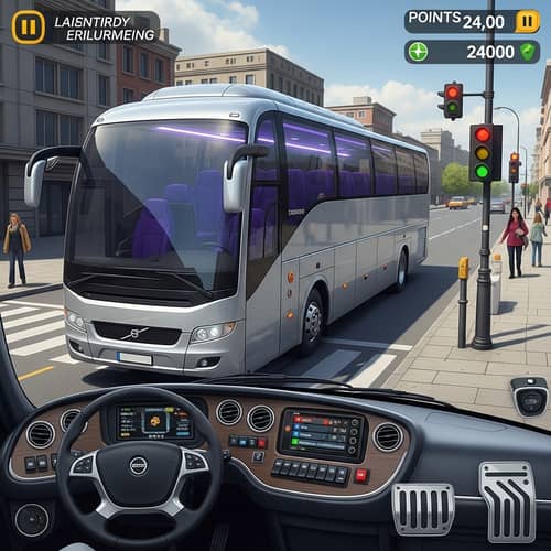 Luxurious Volvo Bus Driving in Virtual City - Gaming Experience