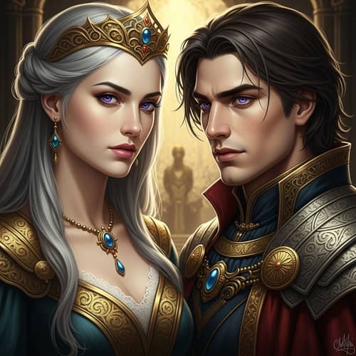 Helaena and Aegon: Renaissance Rivalry in Opulent Attire