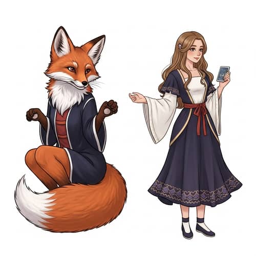 Magical Fox Transforming into Beautiful Girl