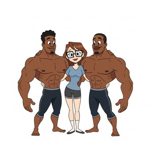 Playful Cartoon Animation of Young Woman and Brothers