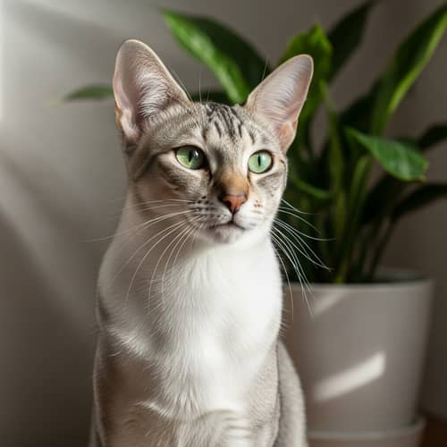 Sleek Short-Haired Cat with Striking Green Eyes