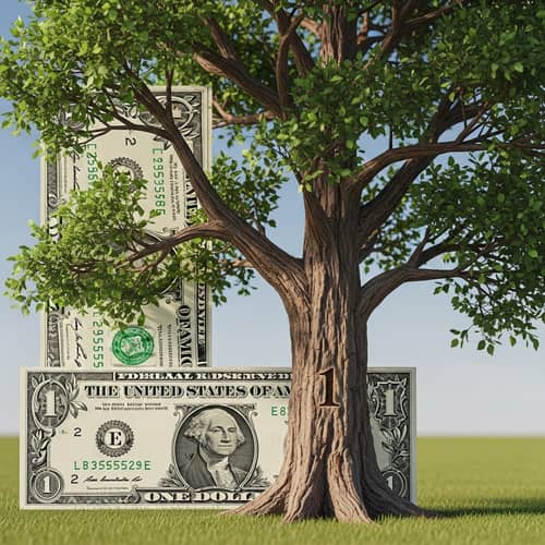 Intricately Detailed Tree Valued at One Dollar - Realistic Artwork