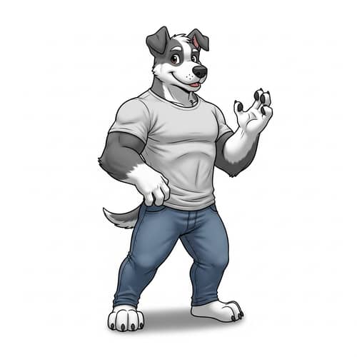 Whimsical Anthropomorphic Dog Character | Lively Pose