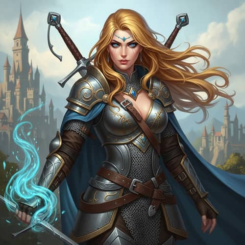 Powerful Fantasy Character with Golden Hair and Magic Aura