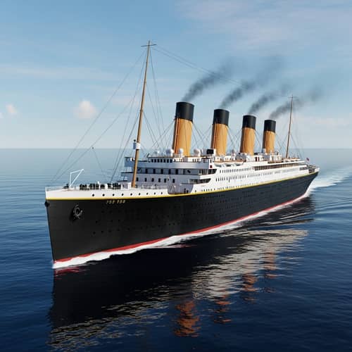 Majestic Titanic Ship on Atlantic Waters | Early 20th-Century Seafaring Beauty