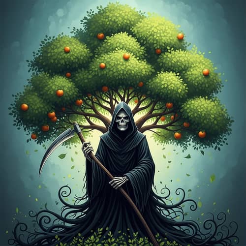 Grim Reaper and Tree: Life and Death Intertwined